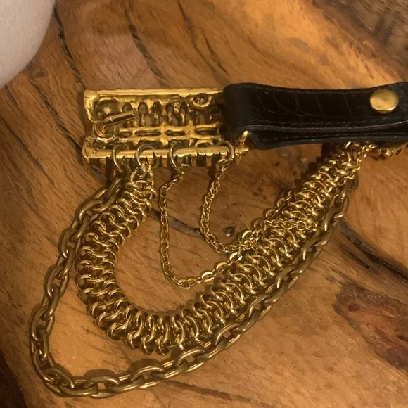 RARE 80’s FAHRENHEIT NEW YORK CONNIE BATES GOLD CHAINS AND CROC BELT - Picture 9 of 15